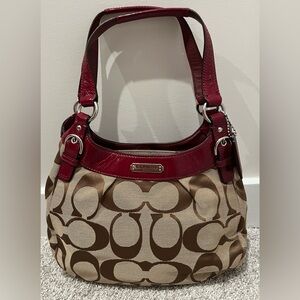 Coach Soho Brown Purse with Red Trim